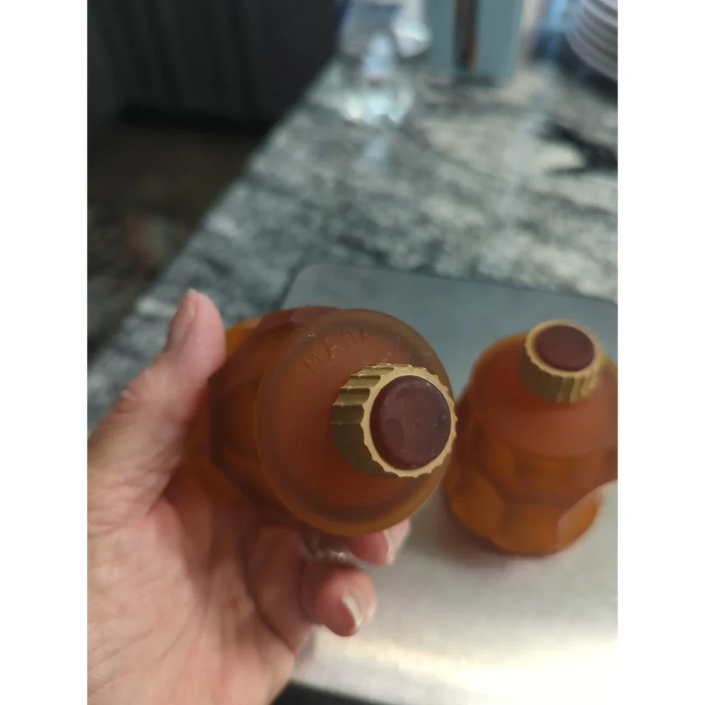 3 Vintage Faroy Amber Frosted Tulip Candle Cups With Pegs